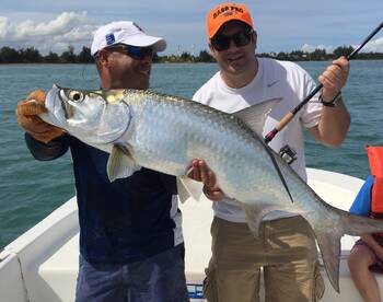 Biggest Tarpon of the morning while fishing San Juan Bay Puerto Rico with Captain Luis Burgos